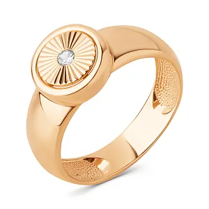 Кольцо из красного золота с фианитом