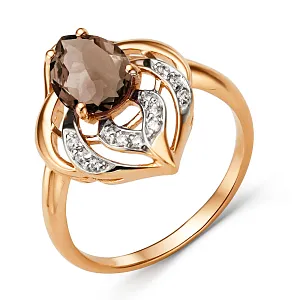 Кольцо из красного золота с раухтопазом