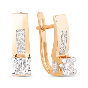 Серьги из красного золота с фианитами