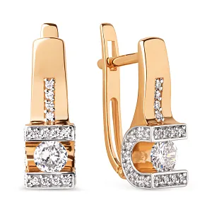 Серьги из красного золота с фианитами