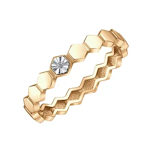 Кольцо из красного золота с бриллиантом