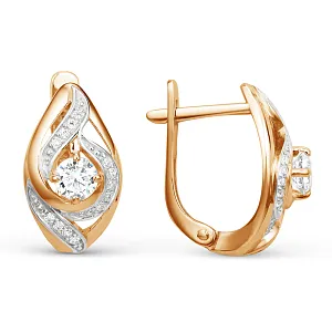 Серьги из красного золота с фианитами