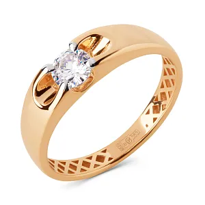 Кольцо из красного золота с фианитом