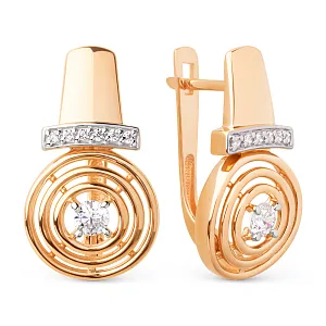 Серьги из красного золота с фианитами