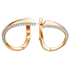 Серьги из красного золота с фианитами