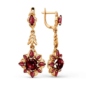 Серьги из красного золота с гранатами