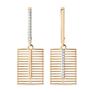 Серьги из красного золота с фианитами