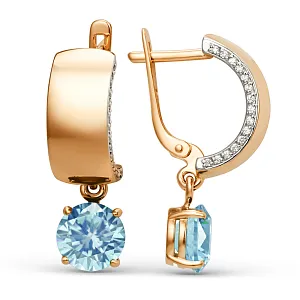 Серьги из красного золота с топазами