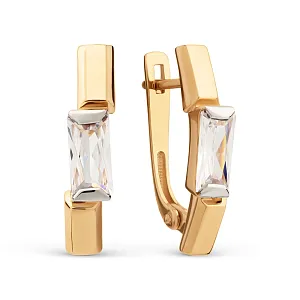 Серьги из красного золота с фианитами