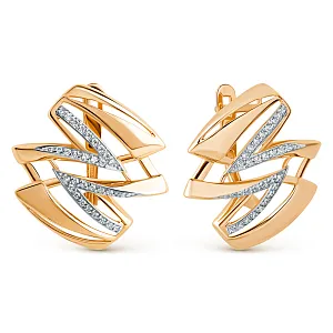 Серьги из красного золота с фианитами