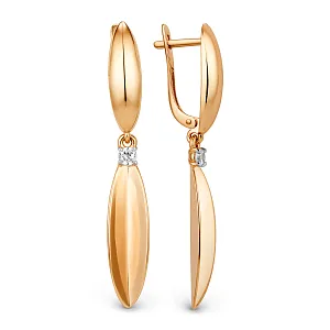 Серьги из красного золота с фианитами