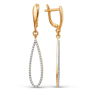 Серьги из красного золота с фианитами