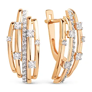 Серьги из красного золота с фианитами