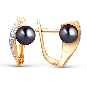 Серьги из красного золота с фианитами