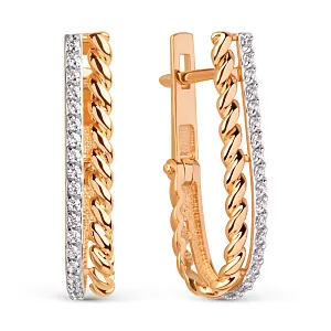 Серьги из красного золота с фианитами