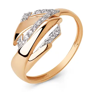 Кольцо из красного золота с фианитами