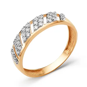 Кольцо из красного золота с фианитами