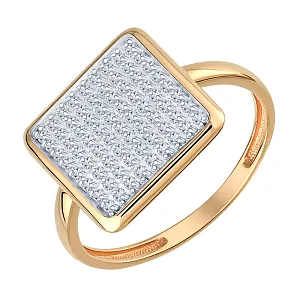 Кольцо из красного золота с фианитами