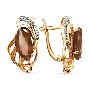 Серьги из красного золота с раухтопазами