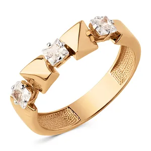 Кольцо из красного золота с фианитами