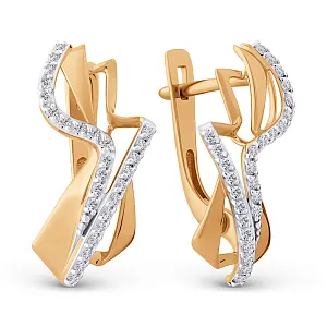 Серьги из красного золота с фианитами