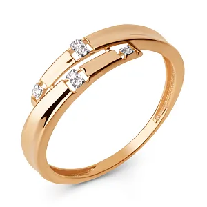 Кольцо из красного золота с фианитами