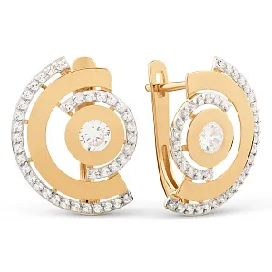 Серьги из красного золота с фианитами