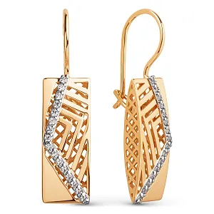 Серьги из красного золота с фианитами