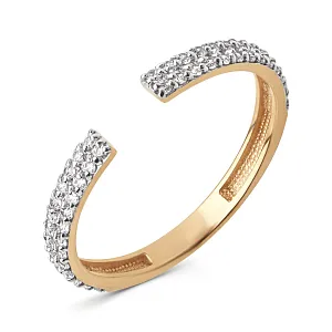 Кольцо из красного золота с фианитами