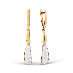 Серьги из красного золота с фианитами