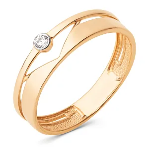 Кольцо из красного золота с фианитом