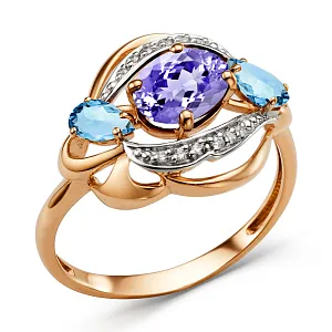 Кольцо из красного золота с swiss топазами