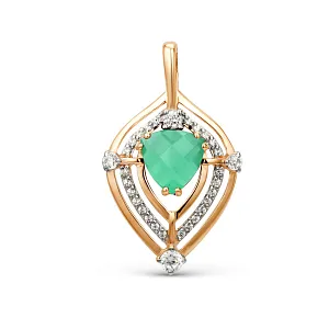 Подвеска из красного золота с зеленым агатом