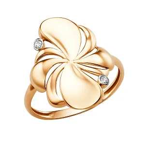 Кольцо из красного золота с фианитами