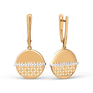 Серьги из красного золота с фианитами