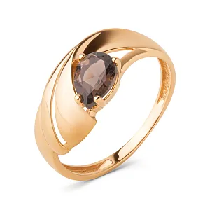 Кольцо из красного золота с раухтопазом