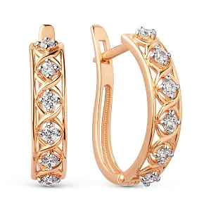 Серьги из красного золота с фианитами