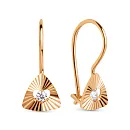 Серьги детские из красного золота с фианитами