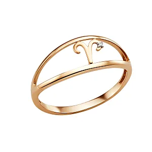 Кольцо из красного золота с фианитом