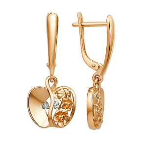 Серьги из красного золота с фианитами