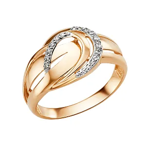 Кольцо из красного золота с фианитами