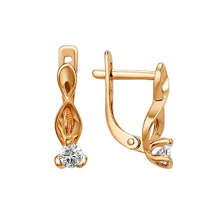 Серьги из красного золота с фианитами