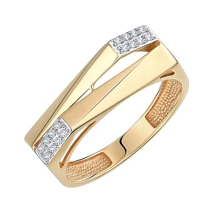 Кольцо из красного золота с фианитами