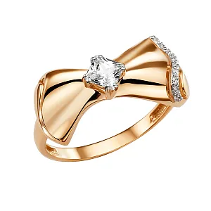 Кольцо из красного золота с фианитами