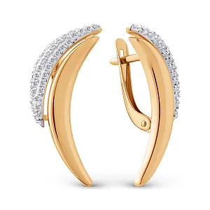 Серьги из красного золота с фианитами