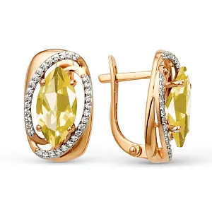 Серьги из красного золота с цитринами