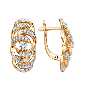 Серьги из красного золота с фианитами