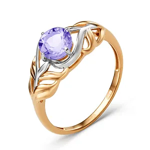 Кольцо из красного золота с аметистом