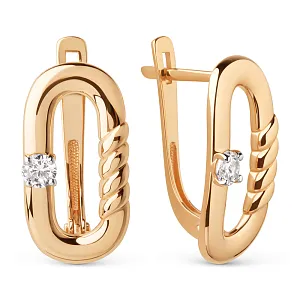 Серьги из красного золота с фианитами