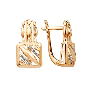 Серьги из красного золота с фианитами